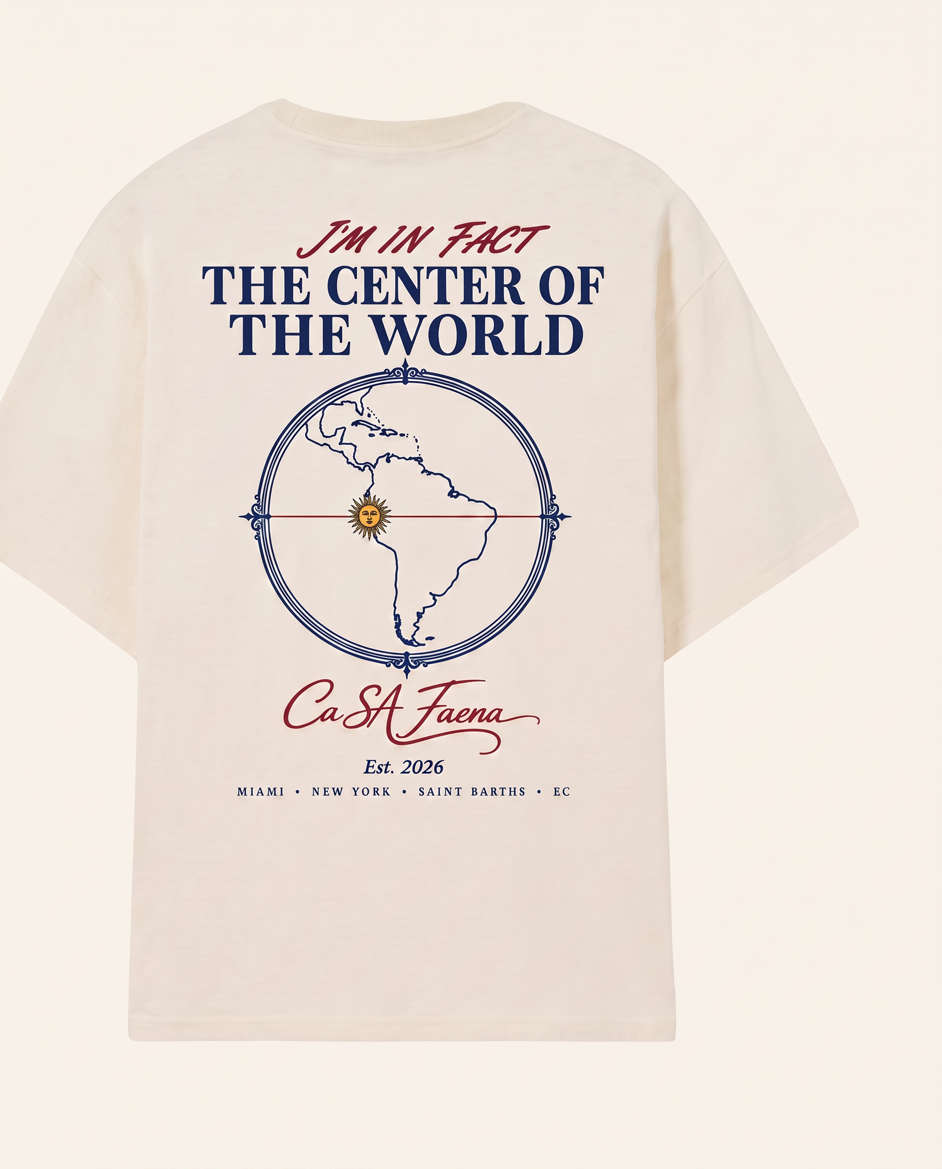 The Equator tee — flat lay of the back print